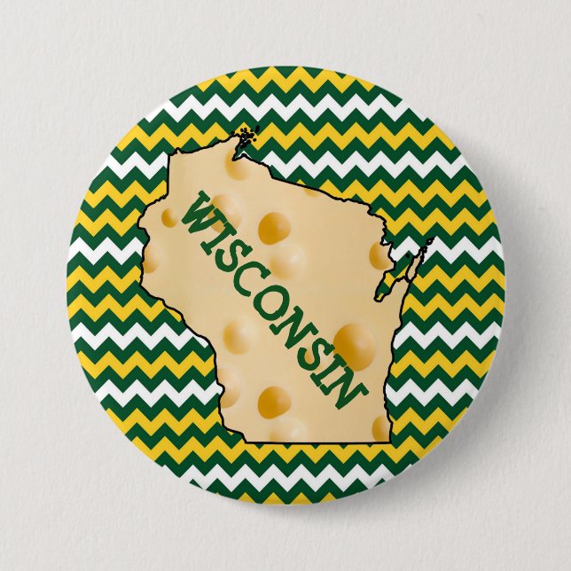 Wisconsin Cheesehead Button Green and Gold (Front)