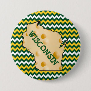 Wisconsin Cheesehead Button Green and Gold