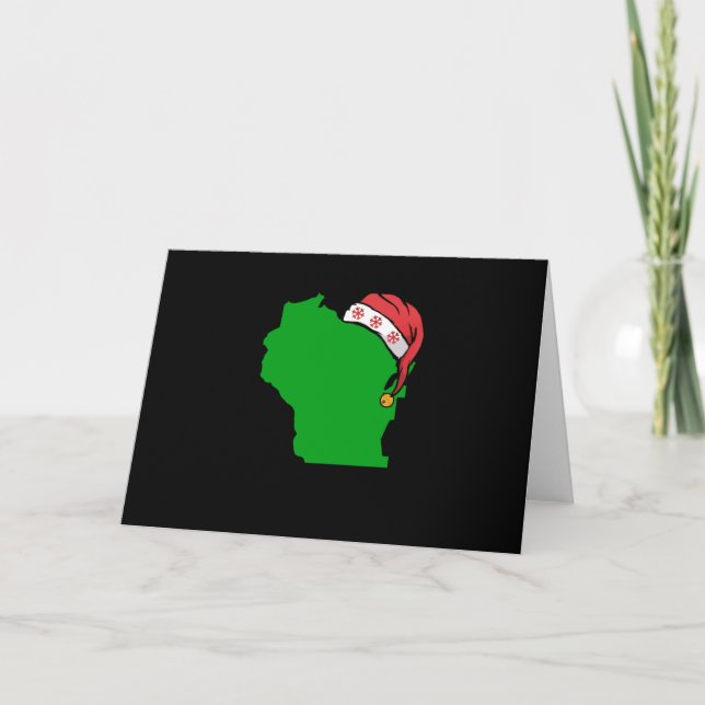 Wisconsin Christmas Cute Christmas Gift Green US Card (Front)