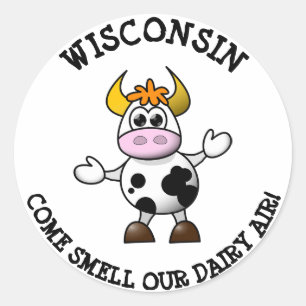 Wisconsin Come Smell our Dairy Air Funny  Stickers