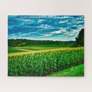 Wisconsin Corn Fields.Christmas Greetings Jigsaw Puzzle