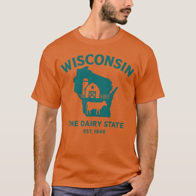 Wisconsin Dairy State Barn Outline T-Shirt (Front)