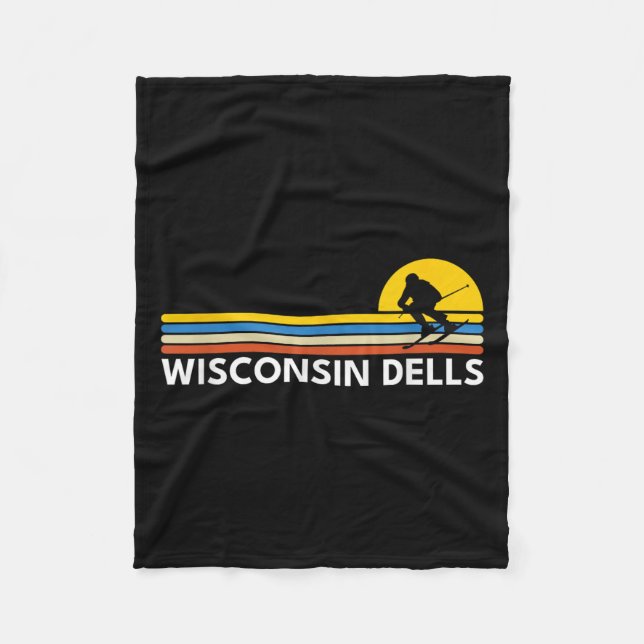 Wisconsin Dells Vintage Retro Souvenirs Skiing  Fleece Blanket (Front)