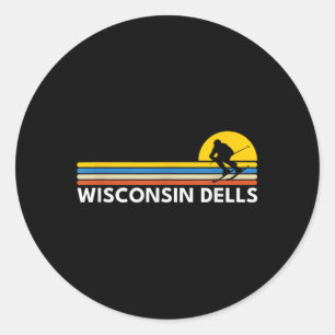 Wisconsin Dells Vintage Retro Souvenirs Skiing T-s Classic Round Sticker
