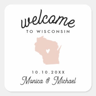 WISCONSIN Destination Wedding ANY COLOR  Square Sticker