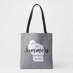 Wisconsin Family Monogram State Tote Bag