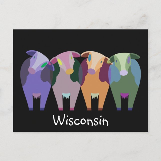Wisconsin Farm Abstract Cows Postcard (Front)