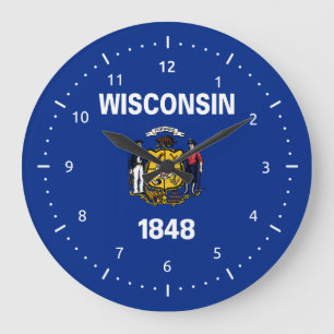 Wisconsin flag, American state flag Large Clock