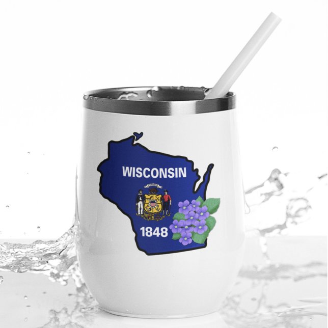 Wisconsin Flag & Flower Blue Violet Custom Name (Creator Uploaded)
