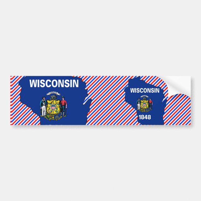 Wisconsin Flag Map Bumper Sticker (Front)
