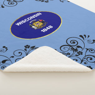 Wisconsin flag sherpa blanket