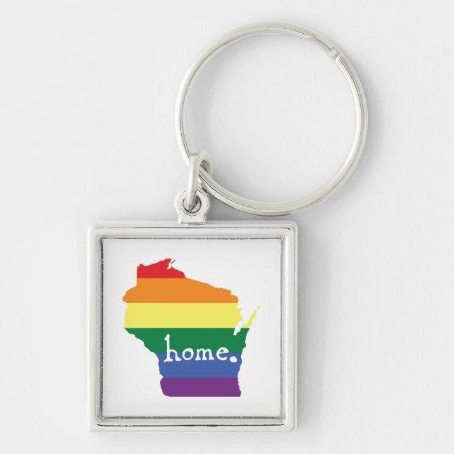 Wisconsin Gay Pride | Map of Home Key Ring (Front)