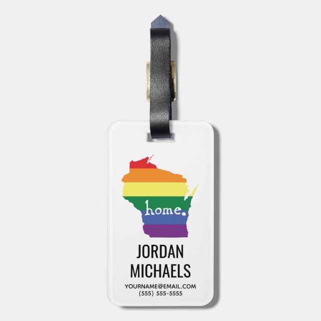 Wisconsin Gay Pride | Map of Home Luggage Tag (Back Vertical)
