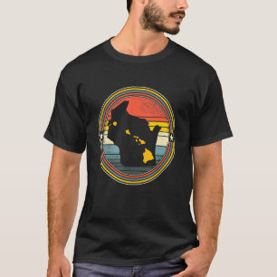 Wisconsin Hawaii Roots Origine State Map Retro T-Shirt