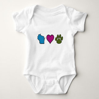 Wisconsin Hearts Animals Baby Bodysuit