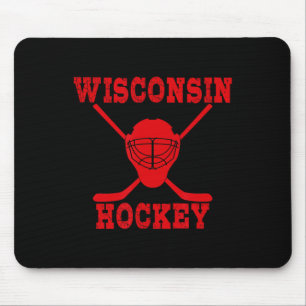 Wisconsin Hockey Merch Wisconsin Hockey Black Uni Mouse Pad