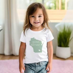 Wisconsin Home Grown   Editable Colours State Map Baby T-Shirt