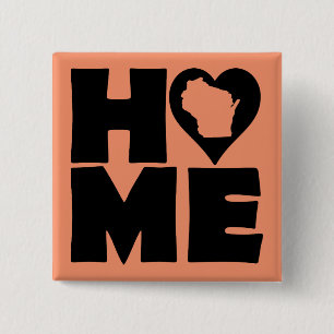 Wisconsin Home Heart State Button Badge Pin