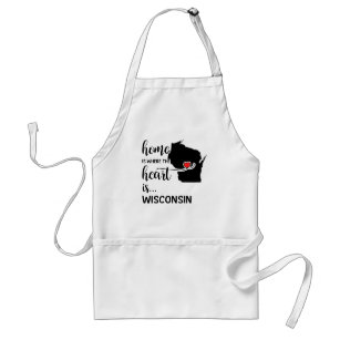 Wisconsin home is where the heart is standard apron