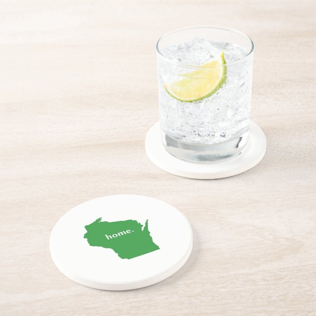 Wisconsin home silhouette state map coaster (Side)