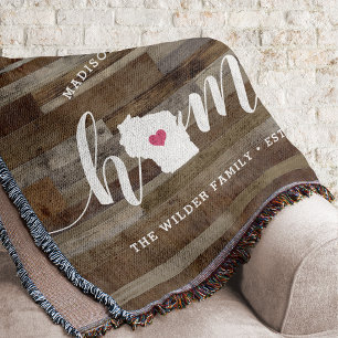 Wisconsin Home State Personalised Wood Look Throw Blanket