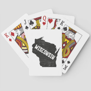 Wisconsin Home Vintage Distressed Map Silhouette Playing Cards
