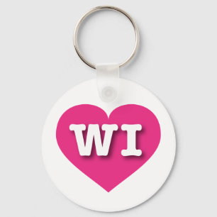 Wisconsin Hot Pink Heart - Big Love Key Ring