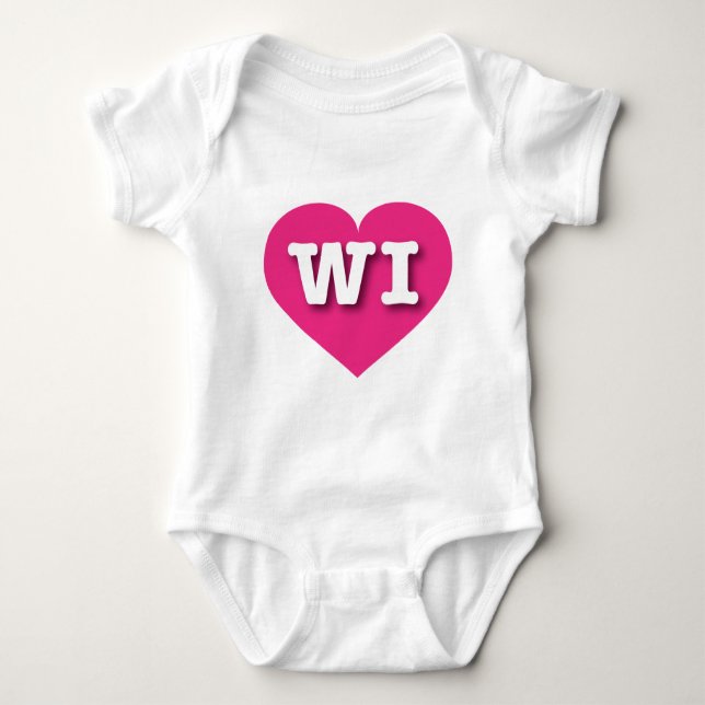 Wisconsin Hot Pink Heart - I love WI Baby Bodysuit (Front)
