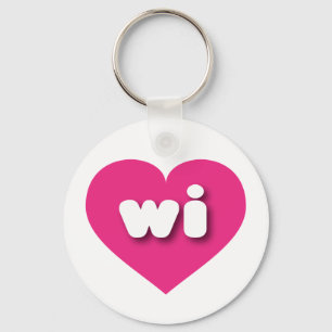 Wisconsin hot pink heart - mini love key ring