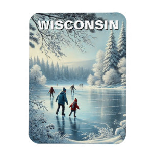 Wisconsin Ice Skating Magnet