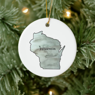 Wisconsin Illustration Painting Ceramic Orname Tree Decoration