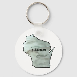 Wisconsin Illustration Painting Outline Key Ring