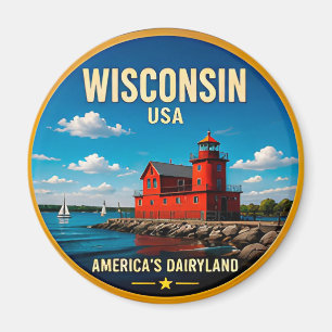 Wisconsin Lake Michigan Travel Destination 🟡 Magnet