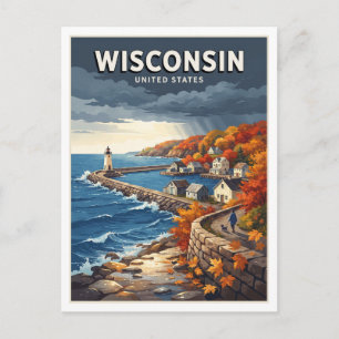 Wisconsin Lakeside Small-Town Charm Travel Gift Postcard