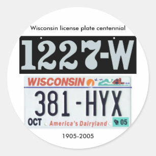 Wisconsin License Plate Centennial Classic Round Sticker