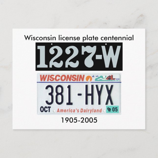 Wisconsin License Plate Centennial Postcard (Front)