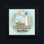 Wisconsin Lighthouse custom name Gift Box<br><div class="desc">Wisconsin Lighthouse custom name gift box by ArtMuvz Illustration. Matching Lighthouse apparel, Light house t-shirts, Lighthouses gifts. Lighthouse t-shirt, nautical and birthday gifts, lighthouse collector apparel.Lighthouse gifts are a great way to show someone you care, especially if they love the ocean, the coast, or lighthouses themselves. Lighthouses are iconic symbols...</div>