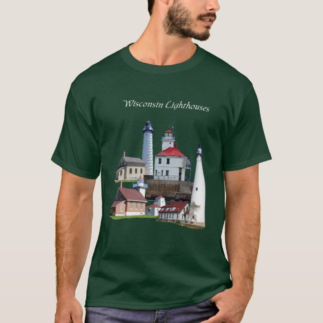 Wisconsin Lighthouse white lettering Shirt (Front)