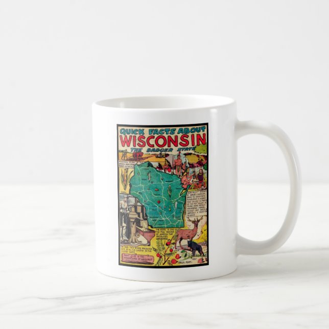 Wisconsin Map and Facts Coffee Mug (Right)