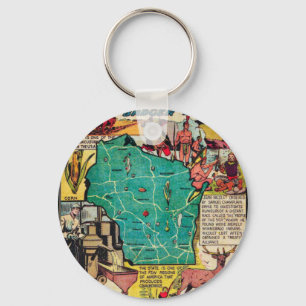 Wisconsin Map and Facts Key Ring