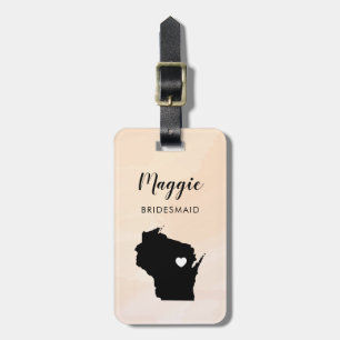 Wisconsin Map Luggage Tag, Wedding Party Welcome Tag