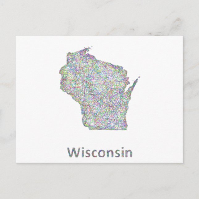 Wisconsin map postcard (Front)