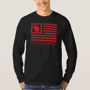 Wisconsin Map Shape Usa Flag The Badger State Wisc T-Shirt