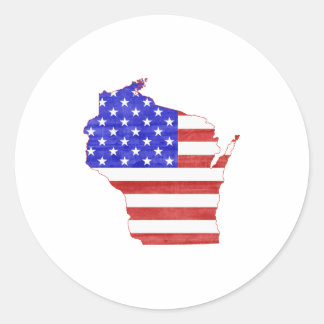 Wisconsin Map Shaped American flag Patriotic USA Classic Round Sticker