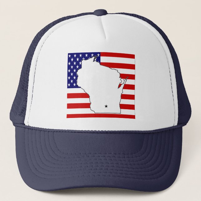 WISCONSIN MAP TRUCKER HAT (Front)