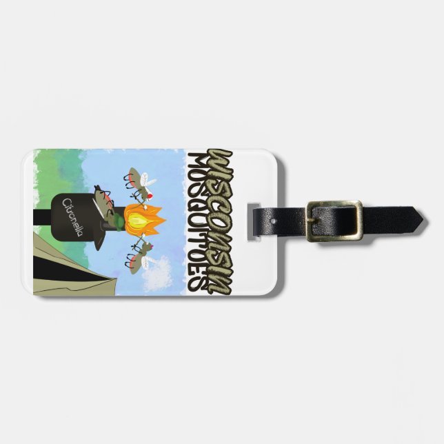 Wisconsin Mosquitoes Cartoon - Camping by Tiki Luggage Tag (Front Horizontal)