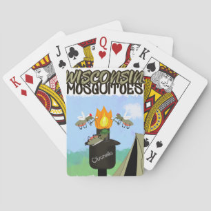 Wisconsin Mosquitoes Cartoon - Camping by Tiki Playing Cards