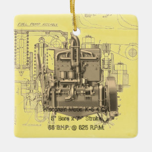 Wisconsin Motor Milwaukee Wisconsin Engine Early K Ceramic Ornament