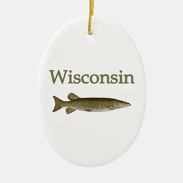 Wisconsin Musky Ceramic Tree Decoration (Front)