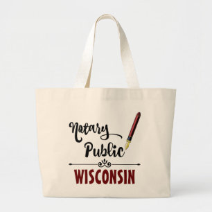 Wisconsin Notary Public Ink Pen Large Tote Bag
